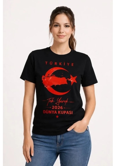 Efnaz Style Türkiye Ay Yıldız 2026 Dünya Kupasi Taraftar Forma T-shirt - Siyah