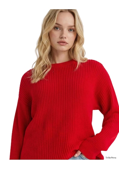 Trikonova Oversize Triko Kazak Kırmızı