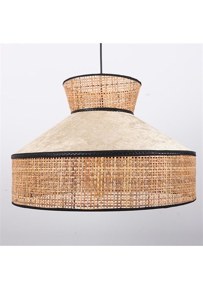 Mylamp Nubu Doğal Hazeranlı & Fildişi Hasır Kadife Kumaş 50x35 Cm Krem