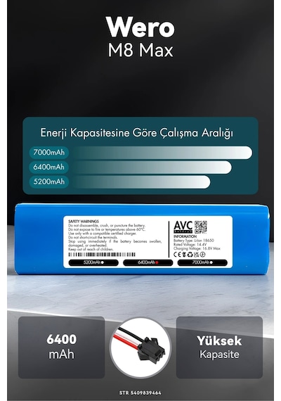 Wero M8 Max 6400mah Robot Süpürge Bataryası D.k