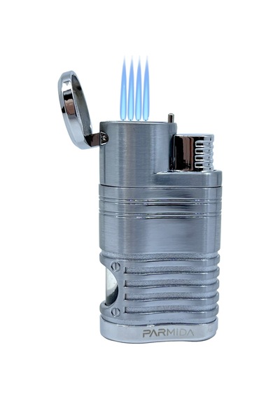 Parmida Premium 4 Torch Jet Alevli Puro Çakmağı Gümüş Gri