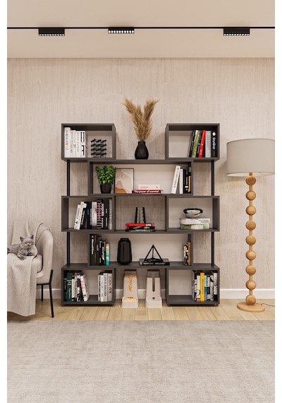 Asra Trend Modern Ayarlanabilir Raflı Ev Ofis Kitaplık %100 Mdf Dekoratif Kütüphane Kitaplık Dk02 Koyu Gri Asra Trend Modern Ayarlanabilir Raflı Ev Ofis Kitaplık %100 Mdf Dekoratif Kütüphane Kitaplık Dk02 Koyu Gri