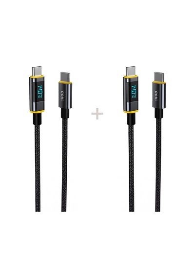 Aohi Magline Type-c To Type-c 1.2m Pd 3.1 480mbps 140w Led Ekranlı Naylon Örgülü Süper Hızlı Şarj/da 23161991