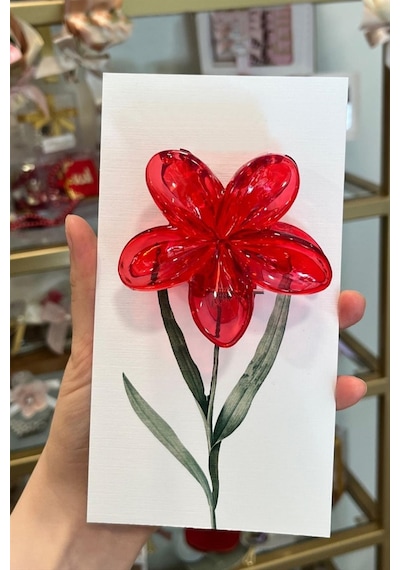 Kırmızı Lotus Toka 8 Cm Kartsız Çok Renkli