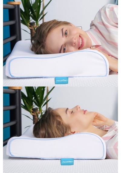 Viscofoam Terletmeyen Boyun Destekli Ortopedik Yastık Jelli Visco Yastık - 57x37x10-7cm