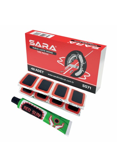 Sara S571 Soğuk Lastik Yaması 48 Adet, Yapıştırıcı Dahil Iç Lastik Tamir Seti