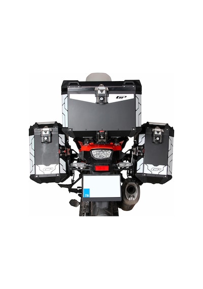 GP Kompozit Universal 75+40+40 lt Alüminyum Motosiklet Çanta Seti Siyah
