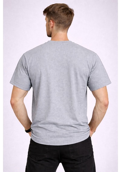 Herkesemoda Nyc Brooklyn Detaylı Basic T-shirt Gri