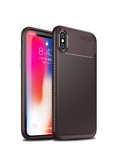 Apple Uyumlu iPhone X / Xs Karbon Desenli Negro Silikon Kılıf