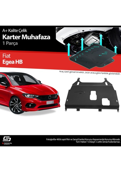 S-dizayn Fiat Egea Sedan Çelik Karter Muhafaza Koruma 2015 Üzeri A+ Kalite