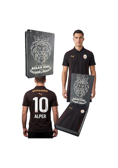 Galatasaray Lisanslı A-takım Lazer Kutulu Kişiye Özel Polo Yaka Siyah T-shirt SIYAH