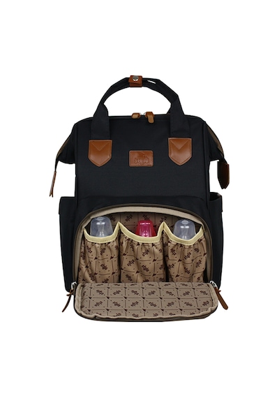 Stylo Doce Mommy Bag Anne Bebek Bakım ve Sırt Çantası Siyah Baskılı Siyah