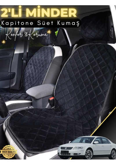 Volkswagen Passat B5 Uyumlu 2'li Süet Oto Koltuk Minderi Terletmez Universal Su Geçirmez A2 Siyah