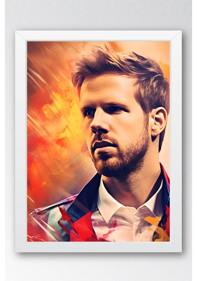 Sebastian Vettel Efsanevi F1 Portresi Çerçeveli Tablo - Lüks Modern Formula 1 Duvar Dekoru Beyaz