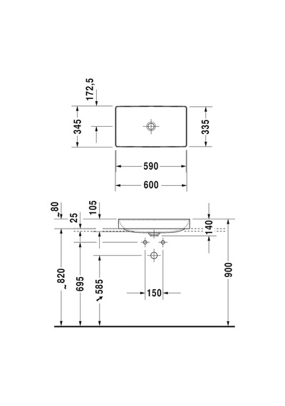 Duravit Lavabo Durasquare Duraceram Dikdörtgen Çanak 60 x 34.5 CM