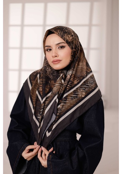 Mimiyum İz Desen Soft Eşarp Acı Kahve