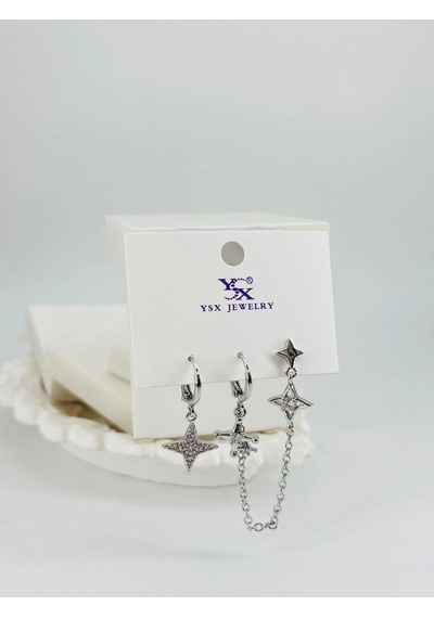 Üçlü Kombin Küpe Kp00546 Çok renkli