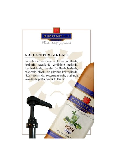 Simonelli Kahve Şurubu| Mojito Aromalı | 70 CL | + Pompa Simonelli