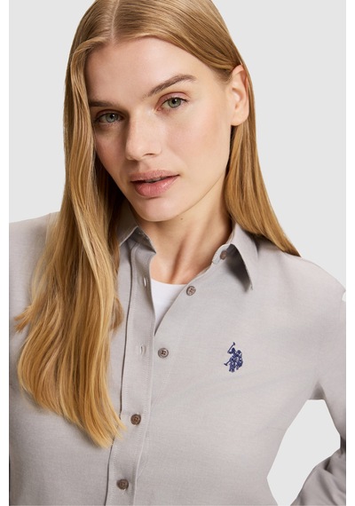U.S. Polo Assn. Kadın Gri Uzun Kollu Basic Gömlek 50324791-vr024