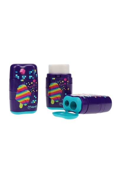 Maped Connect Pixel Party Çift Delikli Silgili Kalemtıraş 049223