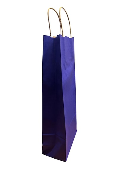 Kraft Kağıt Lacivert Şişe Poşeti 35x15x8 Cm 25'li