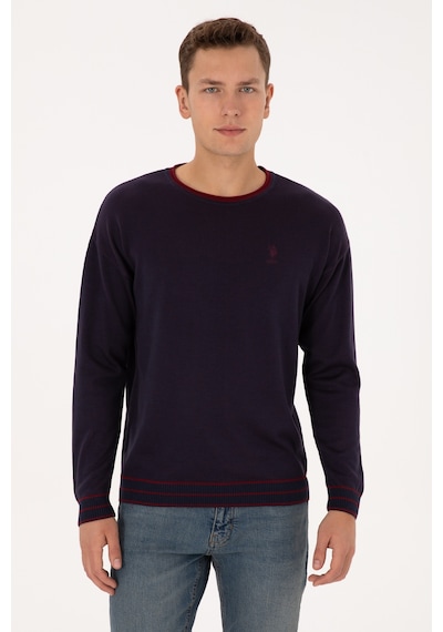 U.S. Polo Assn. Erkek Comfort Fit Yaka Detaylı Lacivert Kazak 50315022-VR033