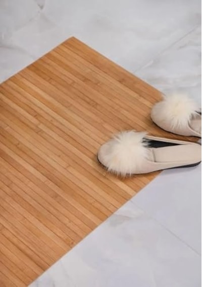 Kaydırmaz Tabanlı Bambu Banyo Paspası 70x45 Cm Doğal Ahşap Bambu Mat, Suya Dayanıklı, Kaymaz Paspas, Dekorati Diğer