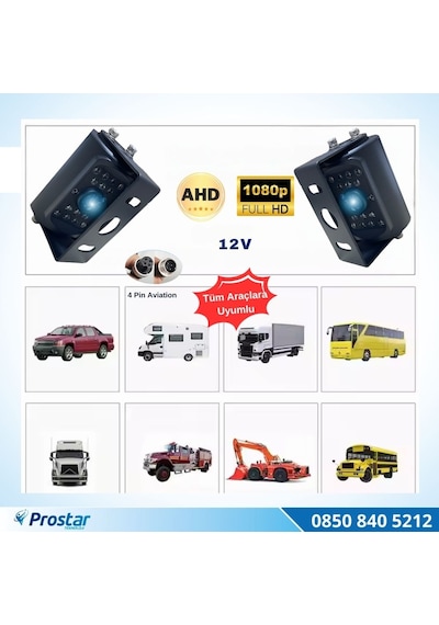 Ahd 1080p Ve 720p Metal 18 Ir Ledli Gece Görüşlü Araç Kamerası
