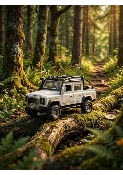 Işıklı Sesli Açılabilir Kapılı Arkası Açık Land Rover Arazi Oyuncak Arabas Çek-Bırak Mekanizmalı Beyaz