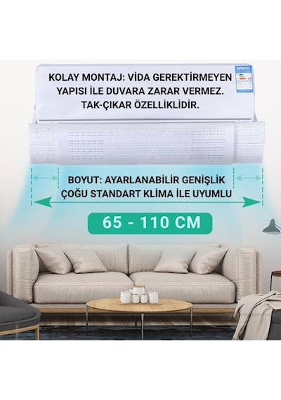 Polham Tüm Duvar Tipi Klimalara Uyumlu Hava Yönlendirme Aparatı, Yön Ayarlı Delikli Klima Siperik