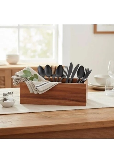 Doğal Ahşap Ekmeklik Ve Çok Amaçlı Organizer Kutu 25x14x8 Cm A