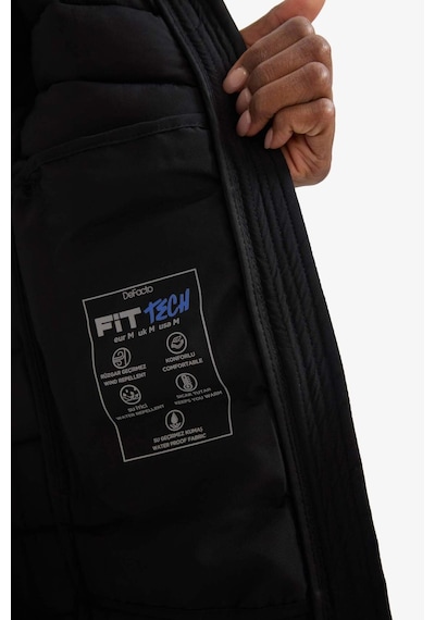 Defacto Defactofit Su İtici Regular Fit Kapüşonlu Fermuarlı Cepli Şişme Mont E9253ax25aubk81 Siyah-bk81