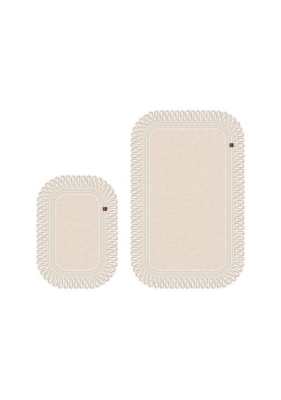 Banyo Paspası Takımı 70x110+50x70 Cm Dış Trikot Ekru & Krem