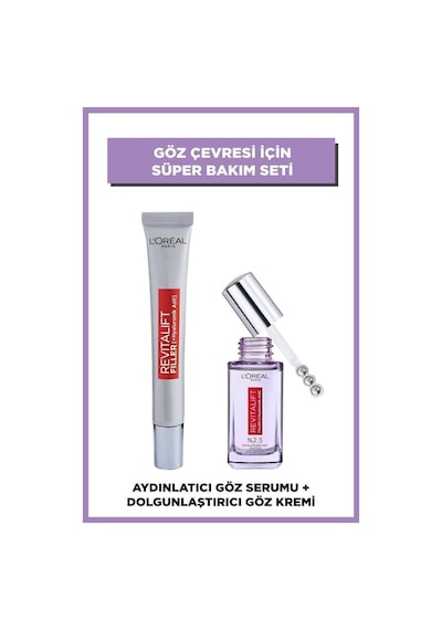 L'Oréal Paris Revitalift Filler Dolgunlaştırıcı Göz Bakım Kremi & Aydınlatıcı Göz Serumu & Roller pktfllrgzbkmst-9425