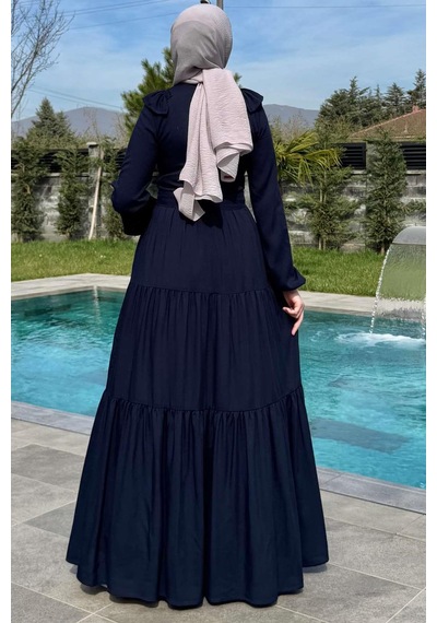 Rabia Şamlı Jale Elbise Lacivert Normal