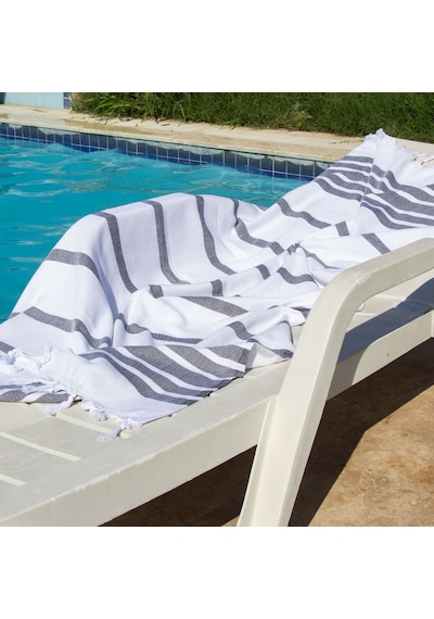 Vionel Home %100 Pamuk, Siyah Balıksırtı Peştemal, Banyo Ve Plaj Havlusu
