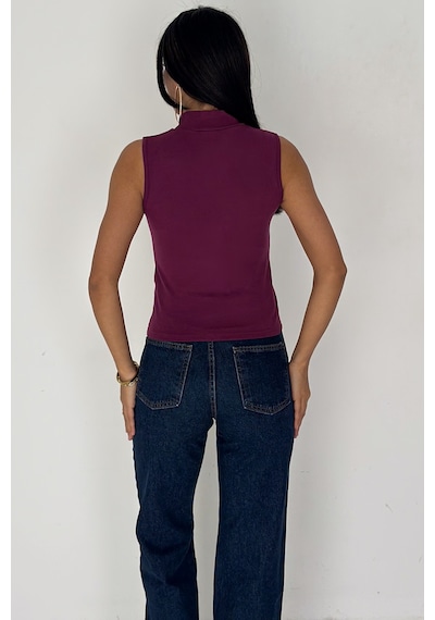 Noa & Noa Kadın Kolsuz Boğazlı Basic Body Sleek Core Mor