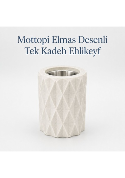 Mottopi Ehlikeyf Mermer Renk Elmas Desenli,1 Kadeh Yuvalı,metal İç Hazneli,termojelli Soğutucu-mermer/krem