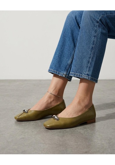 Sister İn Love Olive Toka Detalı Kadın Babet Çağla Yeşili