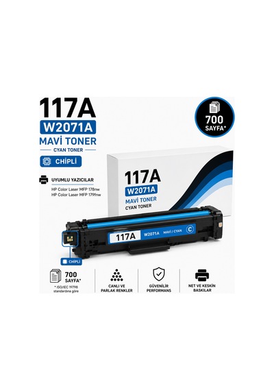 Hp 117a-w2071-mfp178-mfp179 Chipli Mavi 700 Sayfa