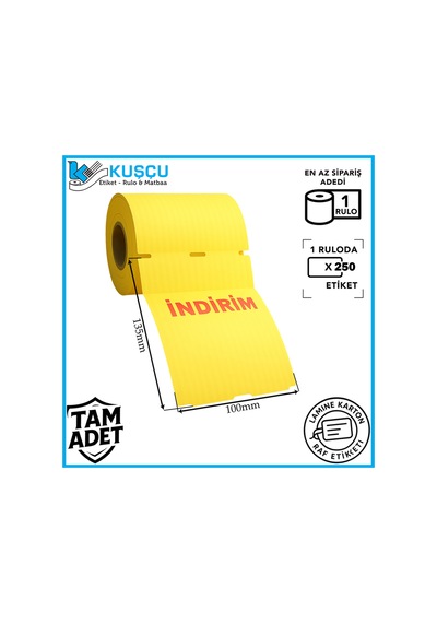 135x100 250'lik Orta Delikli/çentikli 'indirim' Lamine Karton Raf Etiketi 1 Adet Diğer