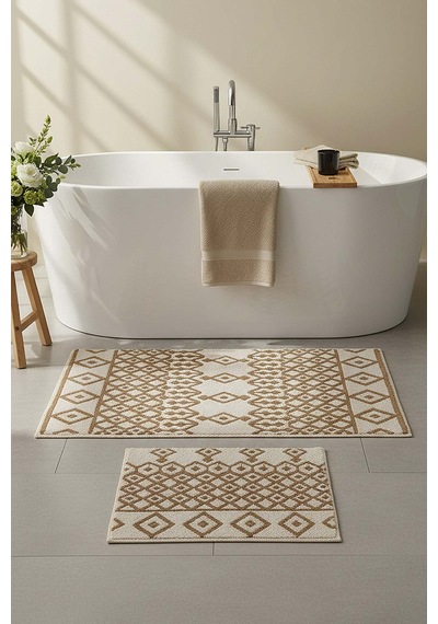 Etnik Desen 2 Li Banyo & Klozet Paspas Takımı Çok Renkli
