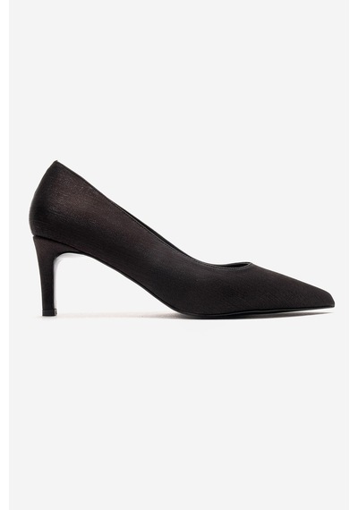 Luvishoes Velmıra Siyah Saten Kadın Topuklu Ayakkabı