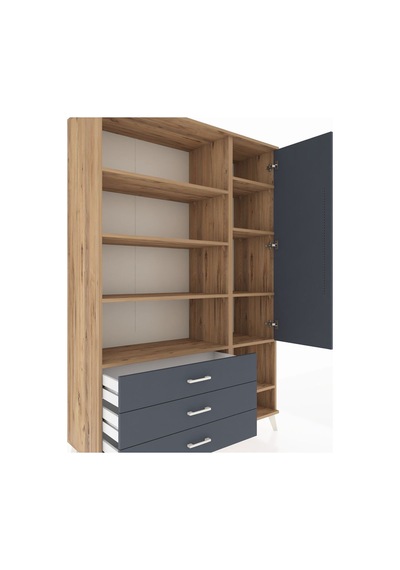 Hyperion Dolap 9 Raflı 3 Çekmeceli Tek Kapaklı 132x44x195 Çam-antrasit/antrasit Antrasıt/antrasıt Hyperion Dolap 9 Raflı 3 Çekmeceli Tek Kapaklı 132x44x195 Çam-antrasit/antrasit Antrasıt/antrasıt