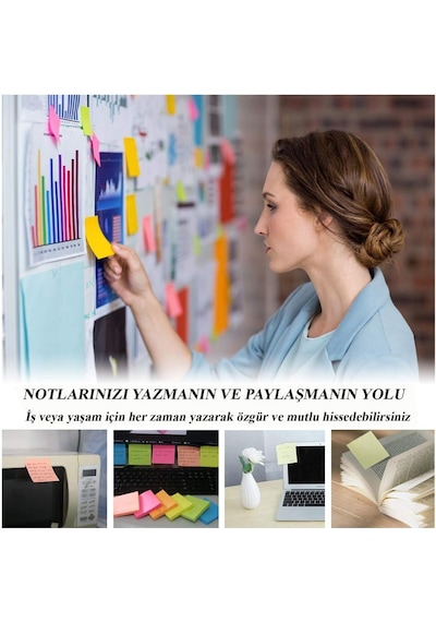 Yapışkanlı Postit 5 Renk 75x75 Mm 1 Paket Artlantis Yapışkanlı Not Kağıdı 5 Li 1 Paket