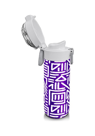 Coral High Kids Mor Beyaz Geometrik Desenli Pipetli Ve Direkt İçim Çelik Termos 500 Ml 31883 Mor - Pembe