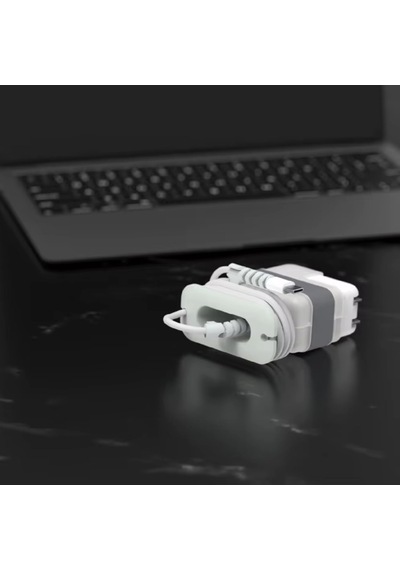 Macbook Şarj Aleti Kılıfı Pvc Sert Kapak + Kablo Düzenleyici 29w A1540, 30w A1882, 35w A2571 Usb-c Uyumlu Adaptör Koruyucu Gri