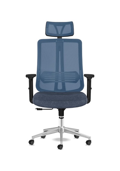 Spark Ofis Sandalyesi Baş Destekli Fileli Sırt Ergonomik Çalışma Koltuğu Mavi Diğer