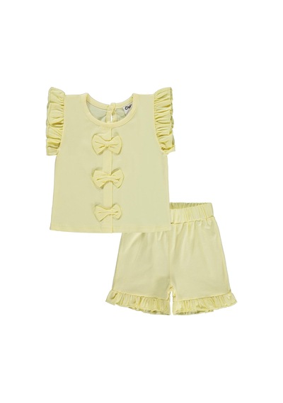 Civil Baby Mobil Fiyonklu Şortlu 6-18 Ay Takım - Sarı