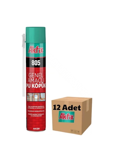 Akfix 805 Genel Amaçlı Pu Köpük 750 Ml 850 Gr 12 Adet